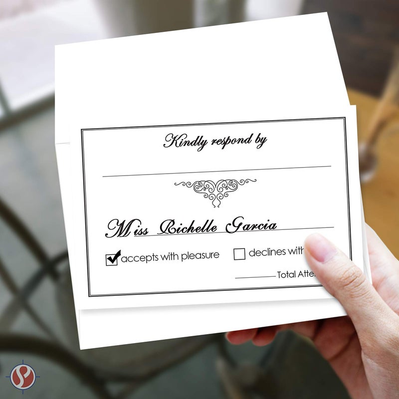 S Superfine Printing RSVP Wedding Return Cards size 4 x 6 With A6 Envelopes - 50 Per Pack - Image 2